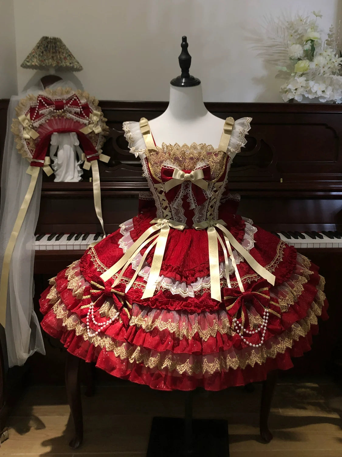 Hanguliang - Gilded Memories - Princess Lolita Jumper Dress, Tiered Ruffles