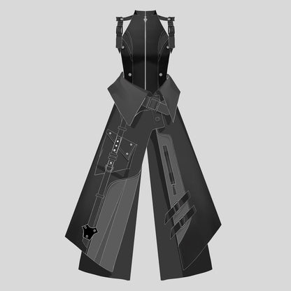 Your Princess - Nightblade - Black Ouji Lolita Apron Pants Suit