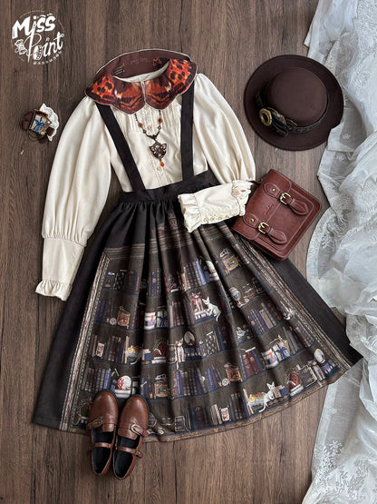 Miss Point - German Bookshelf - Classic Lolita SK, Detachable Suspenders