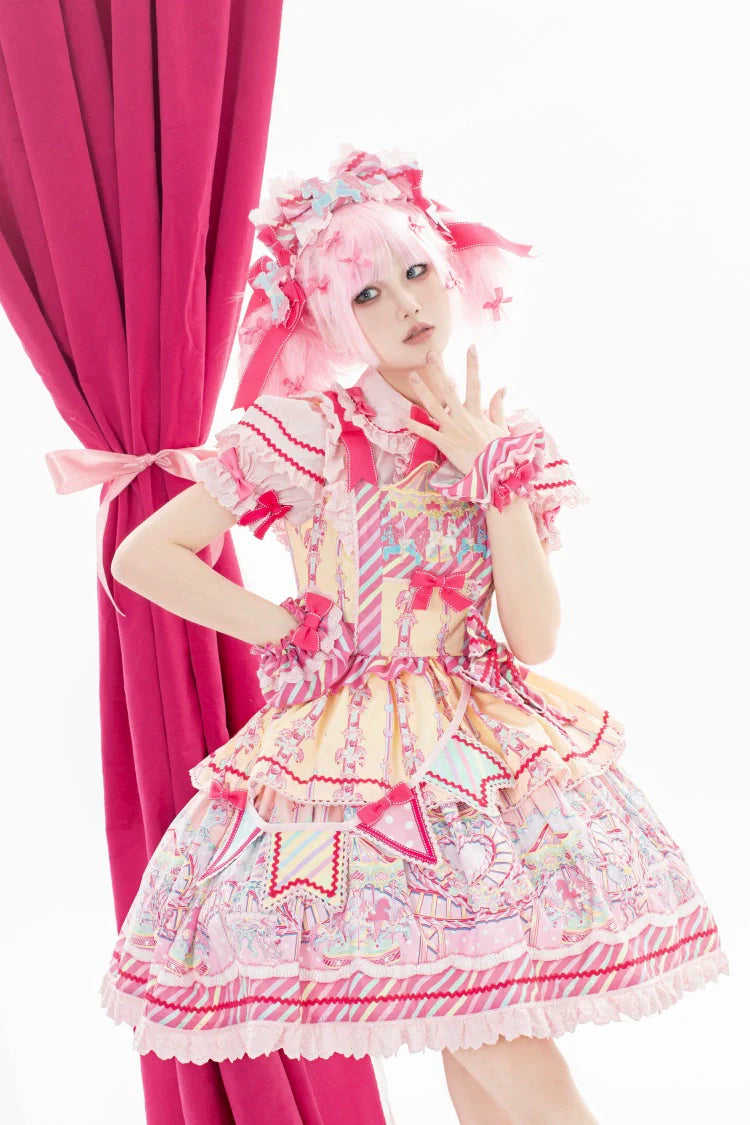 Letters from Unknown Star - Candy Park - Sweet Lolita Print Jumper Dress