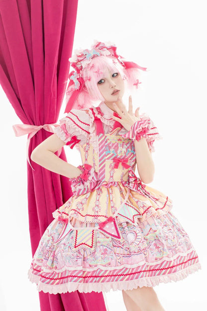 Letters from Unknown Star - Candy Park - Sweet Lolita Print Jumper Dress