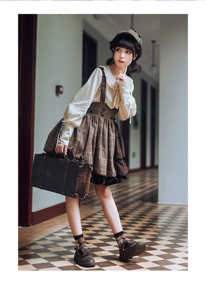 Honey Machine - Vanilla Latte - Retro Lolita Shirt Mutton Sleeve Innerwear