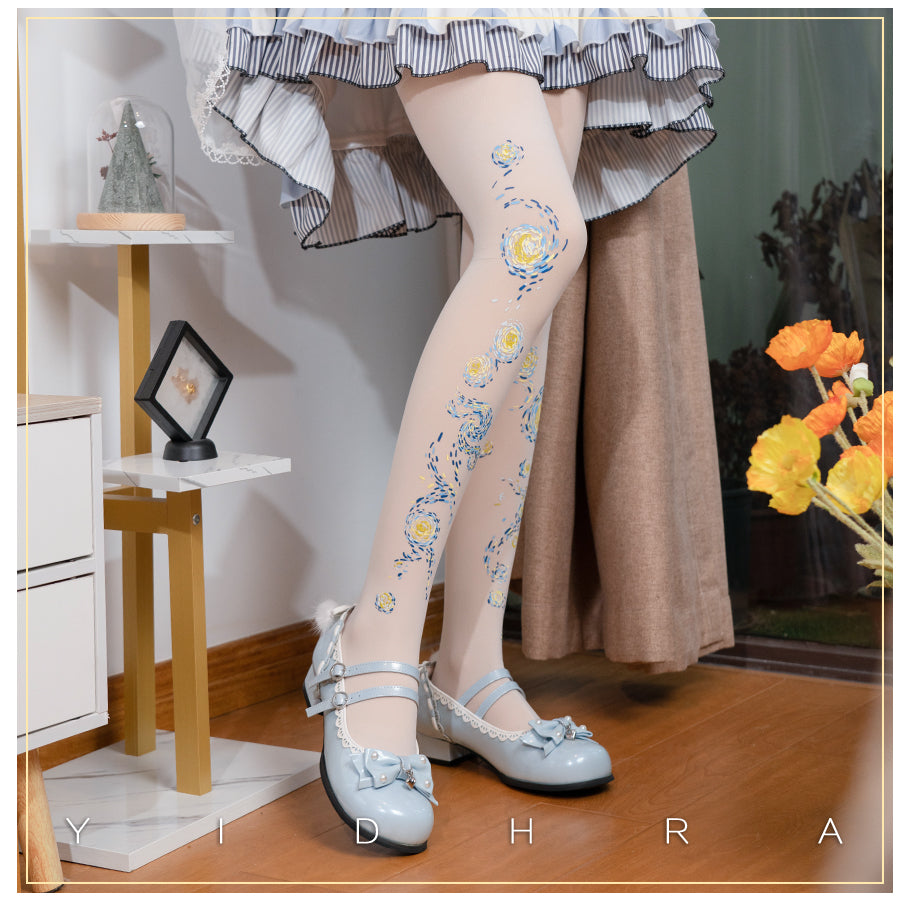 Yidhra - Van Gogh · Starry Sky - Classic Printed Lolita Pantyhose