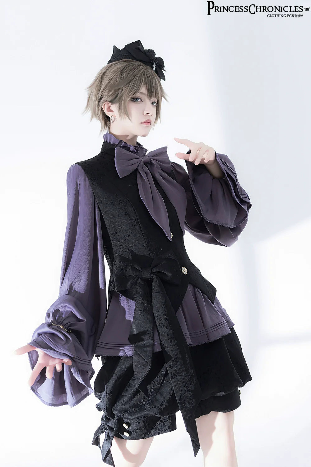 Princess Chronicles - Rabbit Hunt 2.0 - Ouji Lolita Retro Cool Purple Shirt & Shorts Set