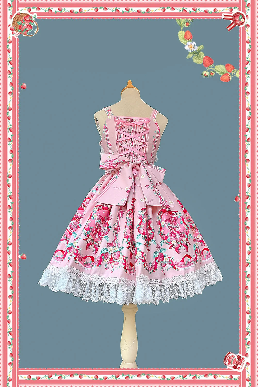 Infanta - Strawberry Culinary Maiden - Sweet Lolita JSK Dress With Strawberry Floral Print