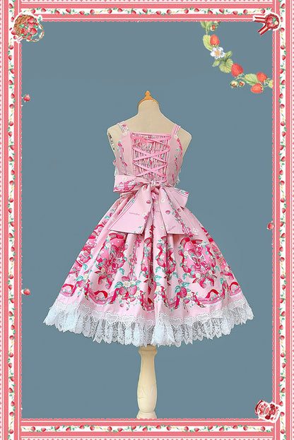 Infanta - Strawberry Culinary Maiden - Sweet Lolita JSK Dress With Strawberry Floral Print