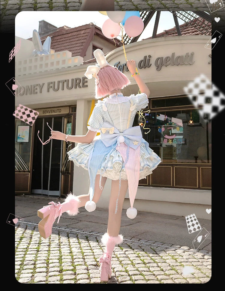 Forest Fluorescent Carps - Ouji Lolita OP Dress Circus Lolita Strip Prince Suit