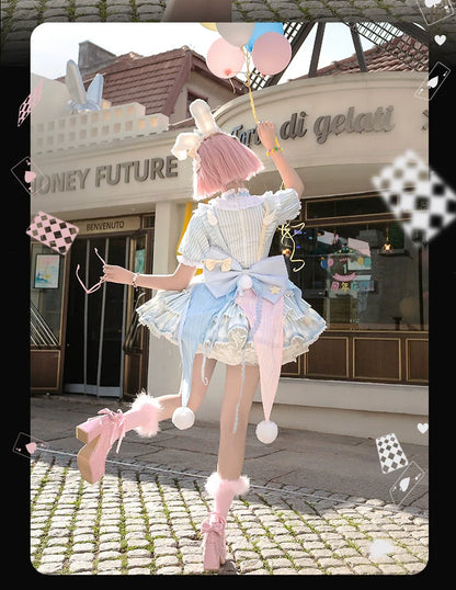 Forest Fluorescent Carps - Ouji Lolita OP Dress Circus Lolita Strip Prince Suit