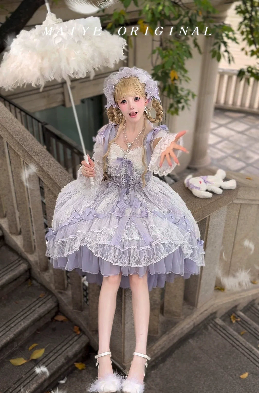 MieYe - Diana Rose - Bridal Lolita Dress Short Wedding OP with Accessories