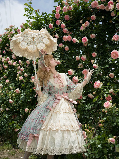 Miss Point - Lilyka Garden - Classic Lolita OP Dress Set Elegant Floral Wall Princess Sleeve