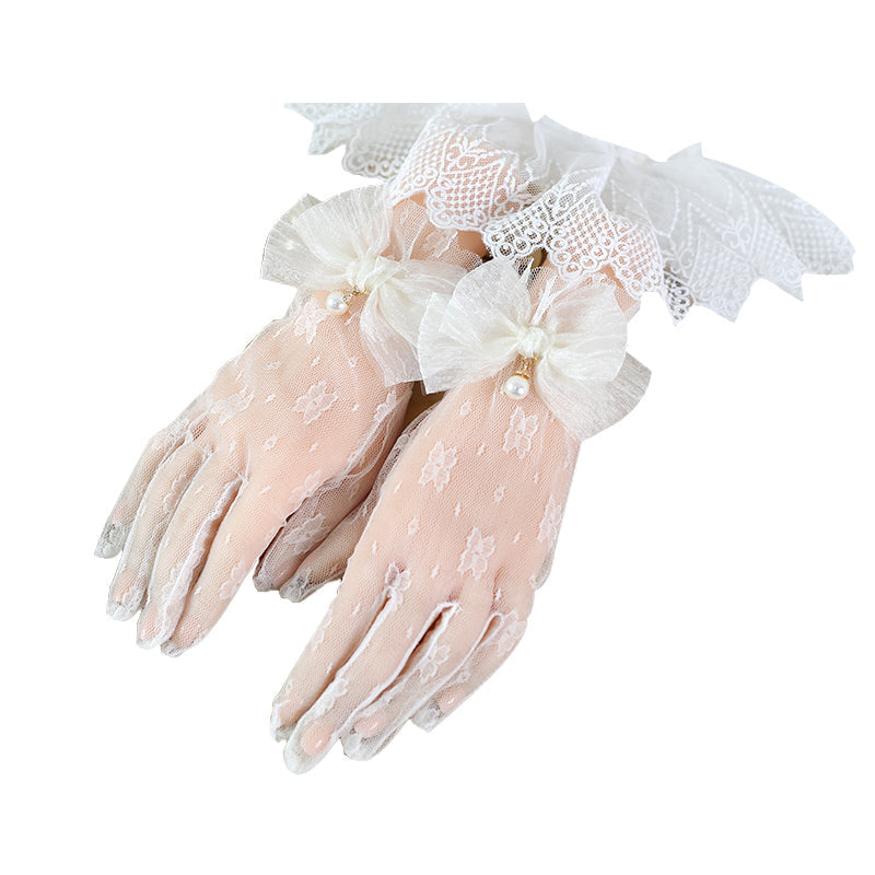 Xiaogui - Lace Bowknot Flower Vintage Lolita Gloves