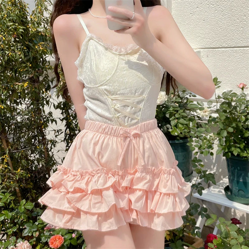 Sugar Girl - Daily Lolita Bloomers Anti-Exposure Pink Ruffle Safety Shorts