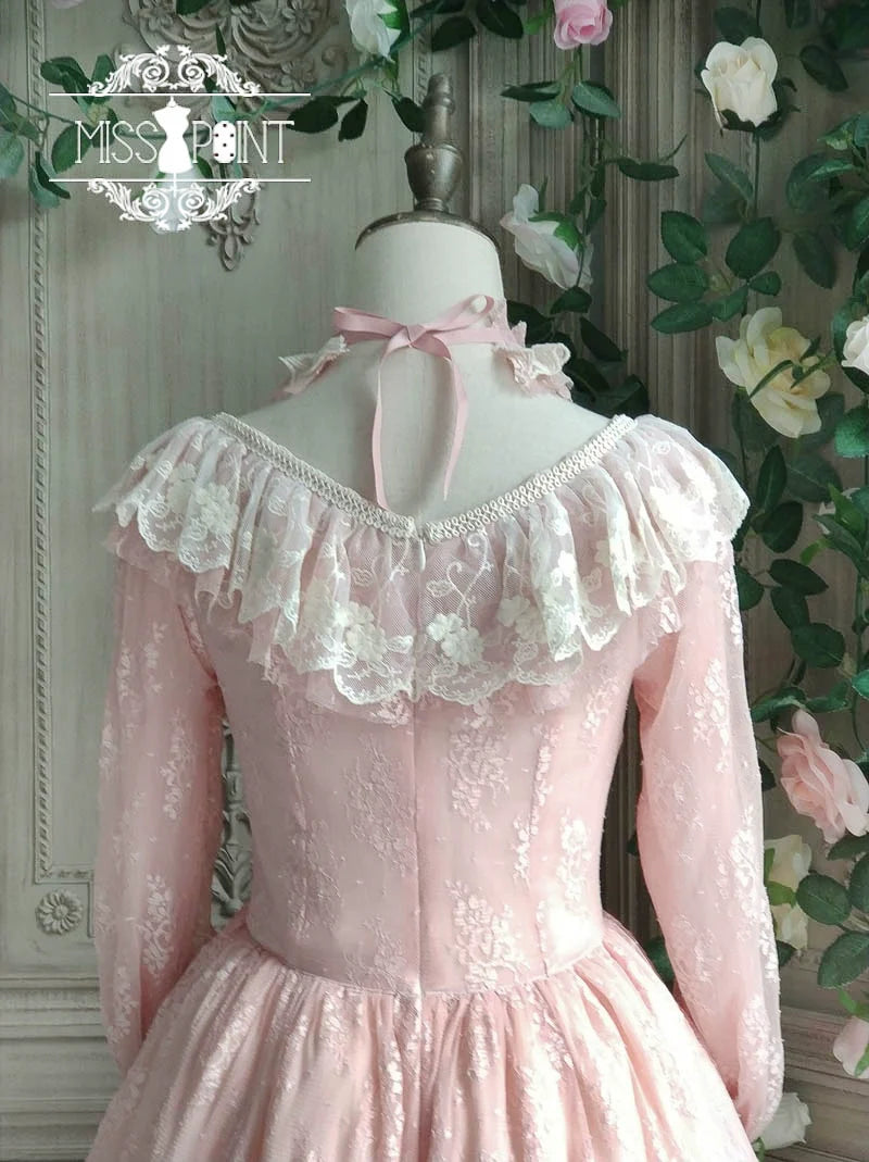 Miss Point - Dawn Girl - Reto Elegant lolita OP Dress Lace Long Sleeve