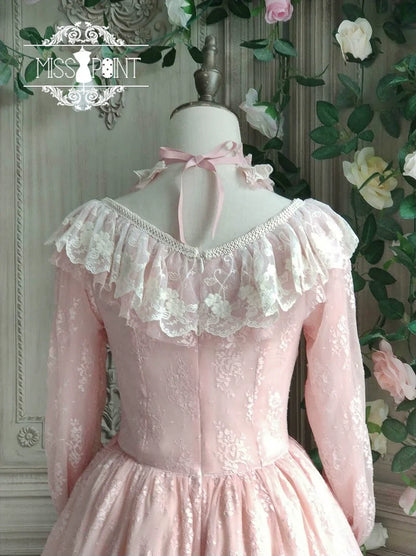 Miss Point - Dawn Girl - Reto Elegant lolita OP Dress Lace Long Sleeve