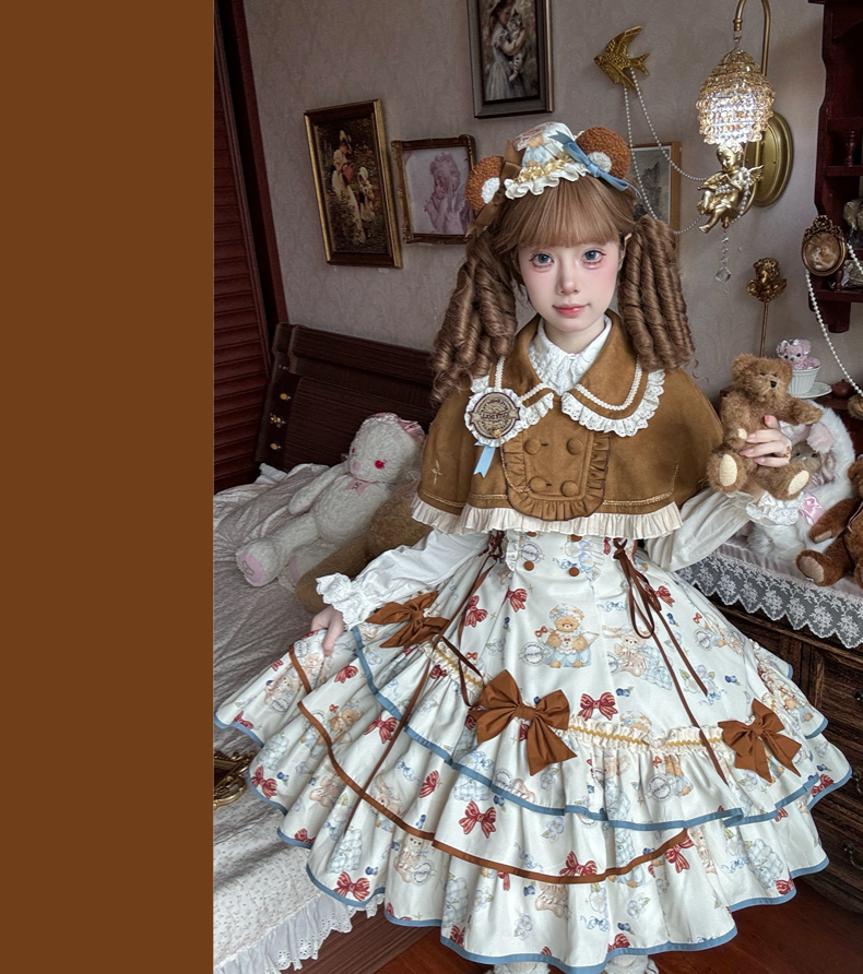 Cheese Mee Mee - Seaside Tea Party - Sweet Lolita Dress Cute Print JSK and Cape