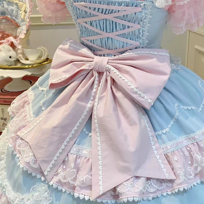 Sugar Girl - Fondant Cake - Summer Sweet Lolita JSK Dress, Tiered Ruffles and Bows