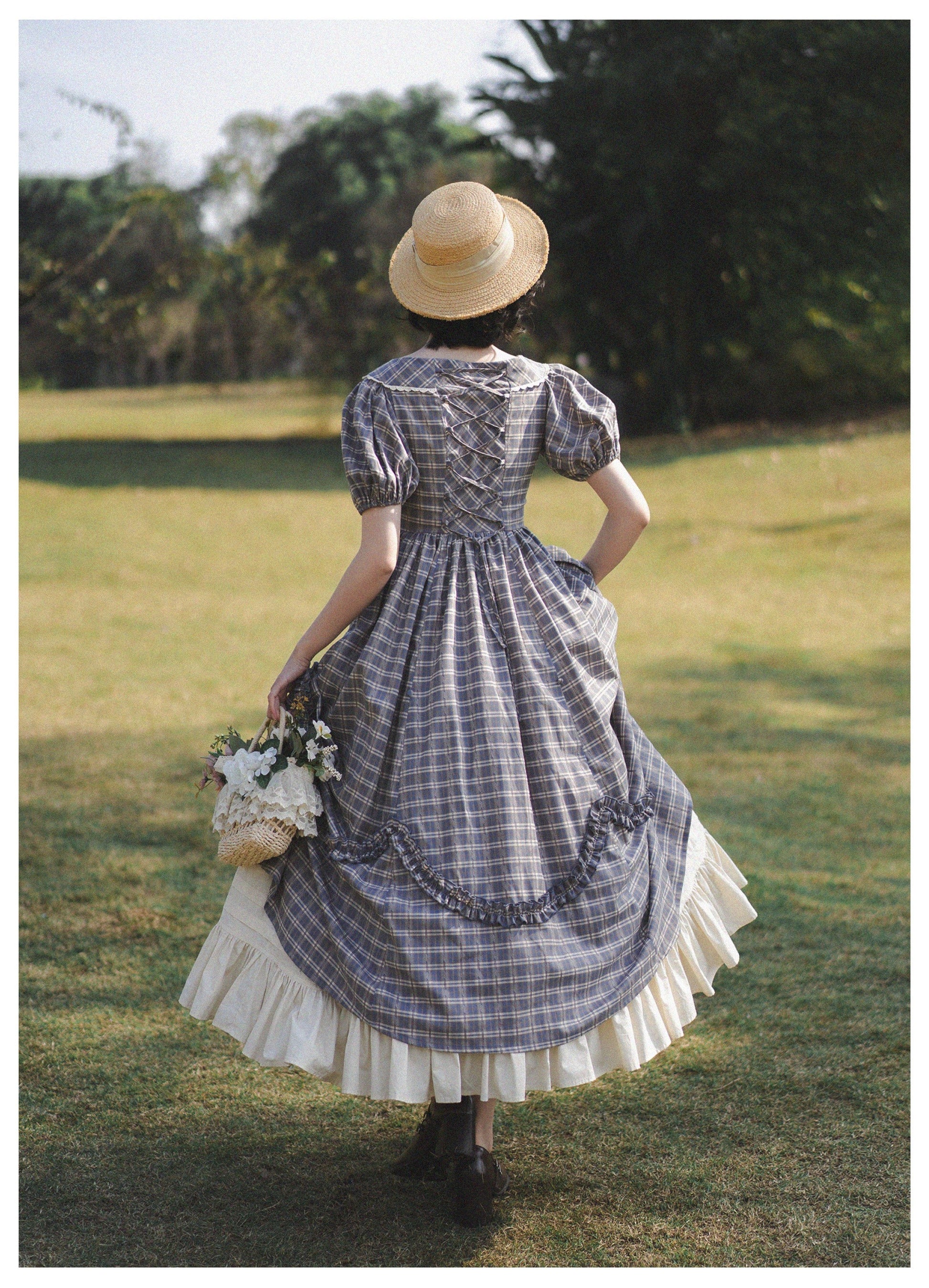 Forest Wardrobe - Forest Picnic - Classic Lolita OP Dress with Off-Shoulder and Lifting Hem