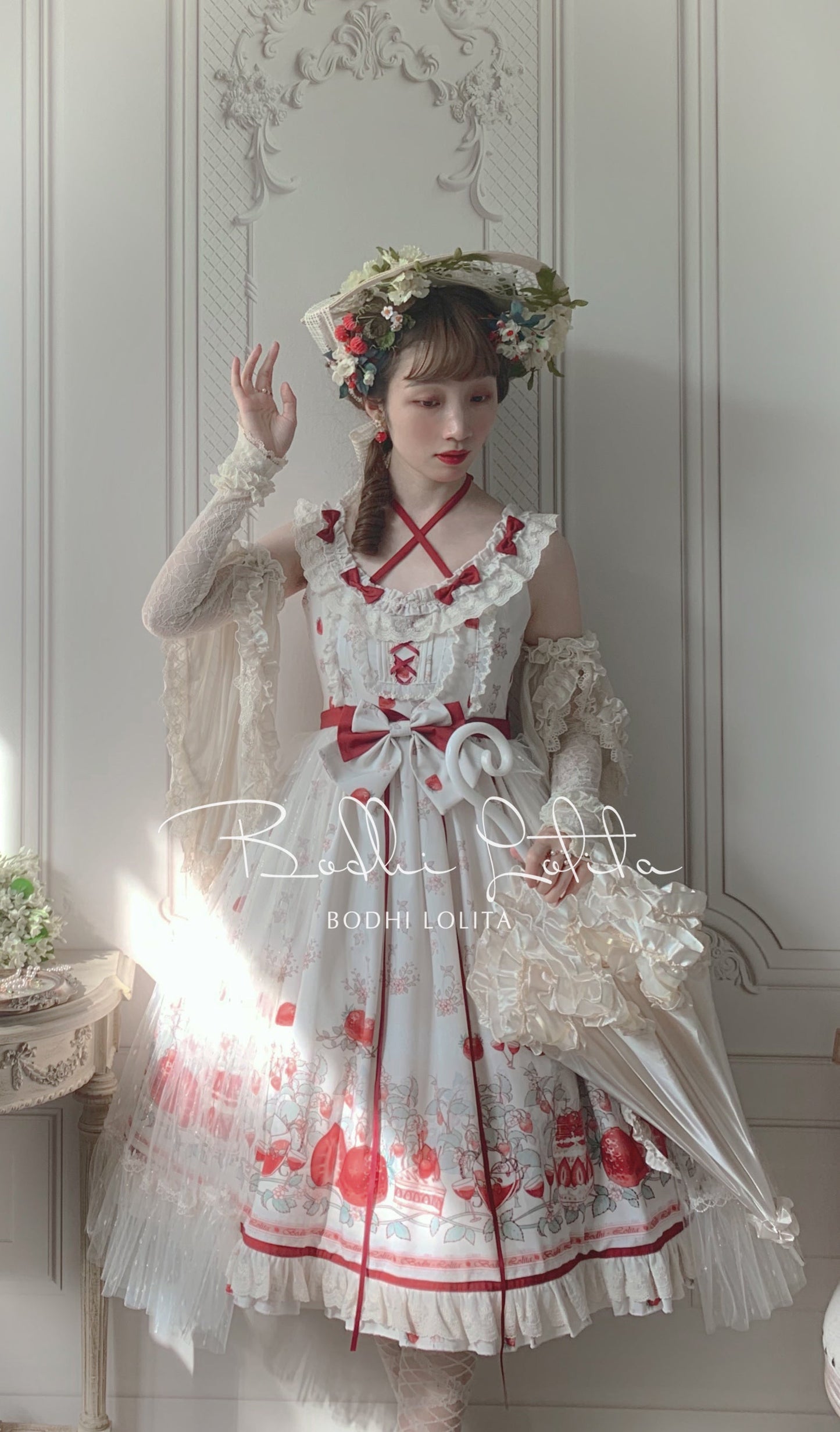 Bodhi Lolita - Strawberry Fruit Tea SP - Apricot Sweet Lolita Jumper Dress