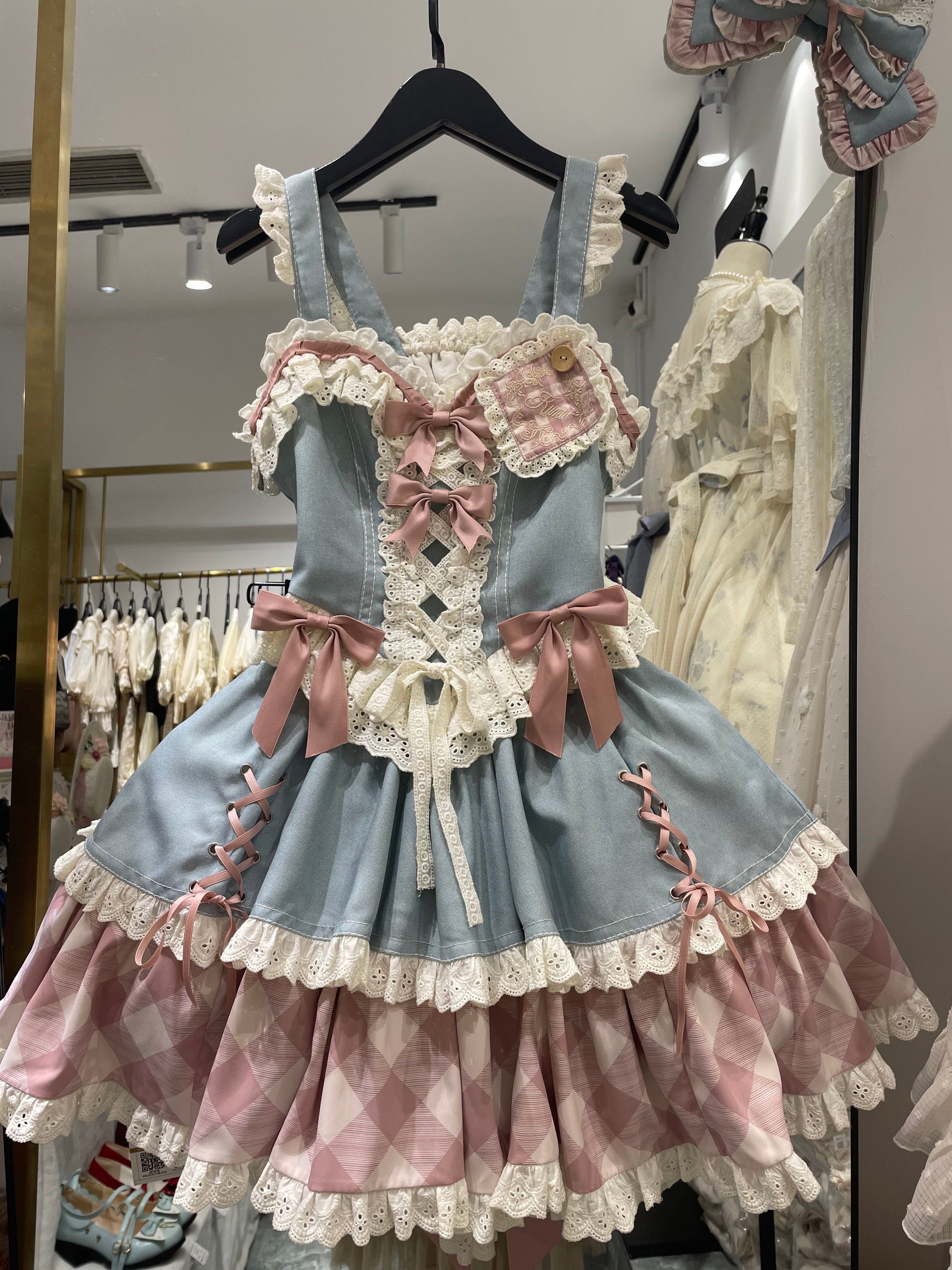 Kuma - Sweet Cowboy - Sweet Lolita Pastel Colors Denim Skirt Set