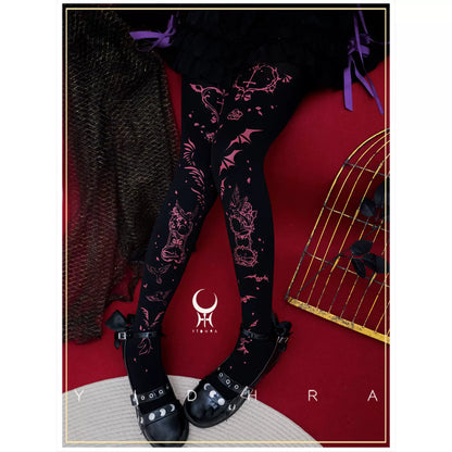 Yidhra - Angel&Devil - Gothic Lolita Pantyhose Printed Goth Tights