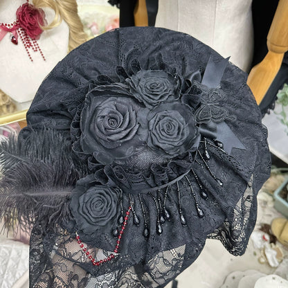 Chestnut Lolita - Gothic Lolita Hat Widow Hat Black Headdress