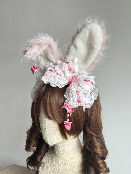 MAID - Sweet Lolita Headdress, Polka Dot Bow, Bunny Ear
