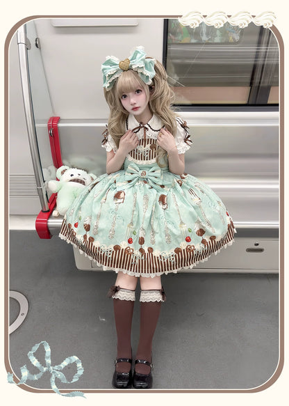 Sweet Dream Sheep - Sweet Dessert - Green Lolita Jumper Dress Lolita Headwear
