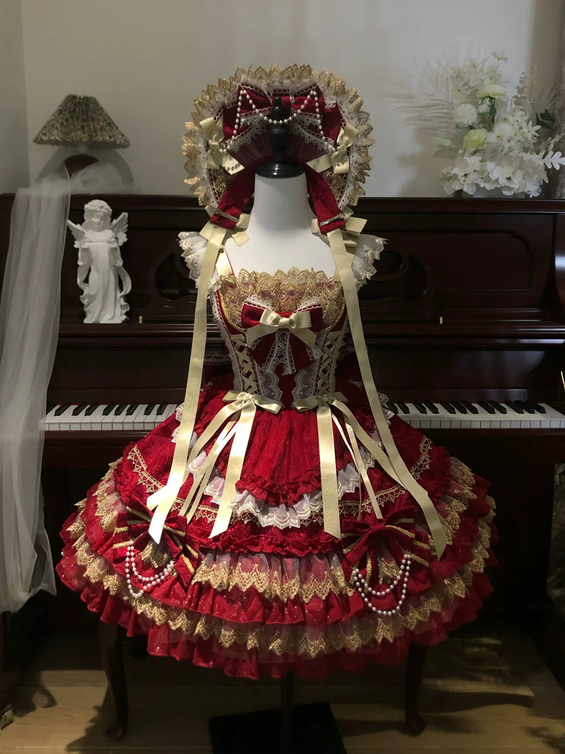 Hanguliang - Gilded Memories - Princess Lolita Jumper Dress, Tiered Ruffles