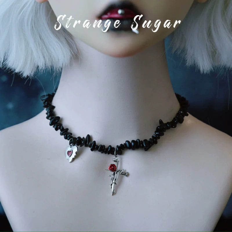 Strange Sugar - Handmade Gothic Lolita Choker, Multiple Pendant