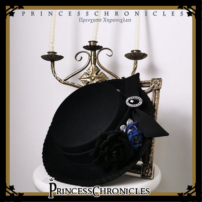 Princess Chronicles - Black and Blue - Gothic Lolita Ouji Top Hat