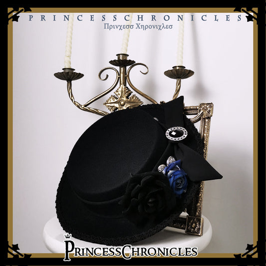 Princess Chronicles - Black and Blue - Gothic Lolita Ouji Top Hat