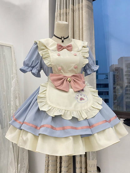 Qianmu - Cat Cafe - Maid Lolita OP dress with Detachable Bow and Apron