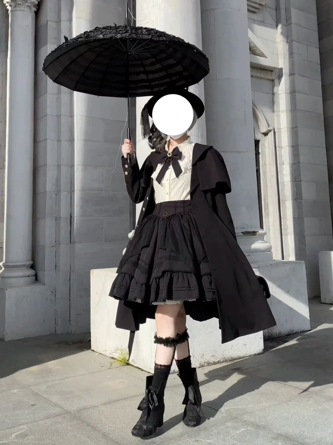 Uncle's Workshop - Rich Heiress - Elegant Black Lolita Coat with Detachable Cape