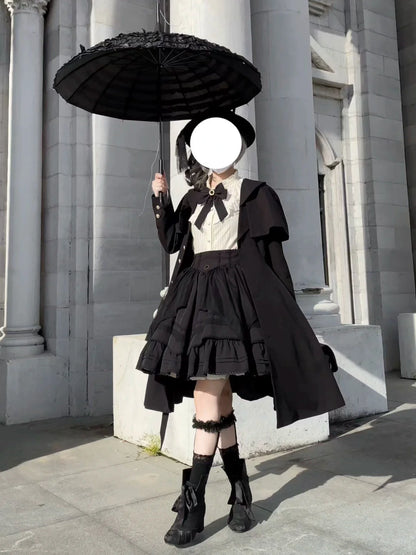 Uncle's Workshop - Rich Heiress - Elegant Black Lolita Coat with Detachable Cape