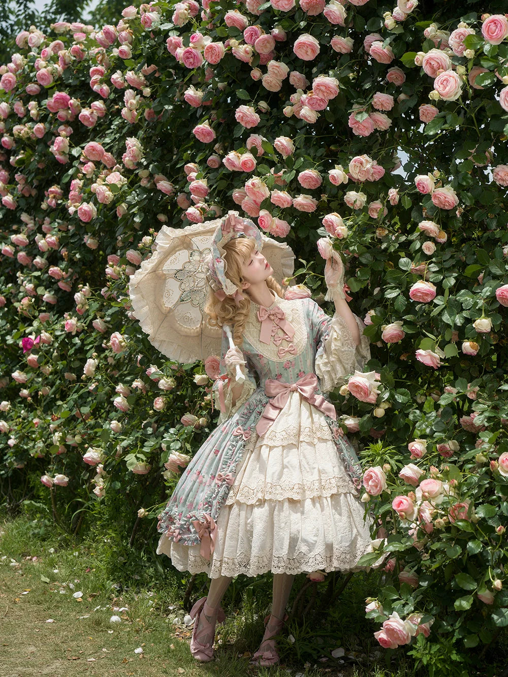 Miss Point - Lilyka Garden - Classic Lolita OP Dress Set Elegant Floral Wall Princess Sleeve