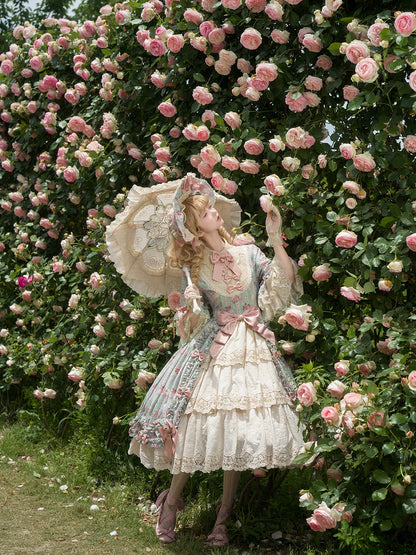Miss Point - Lilyka Garden - Classic Lolita OP Dress Set Elegant Floral Wall Princess Sleeve