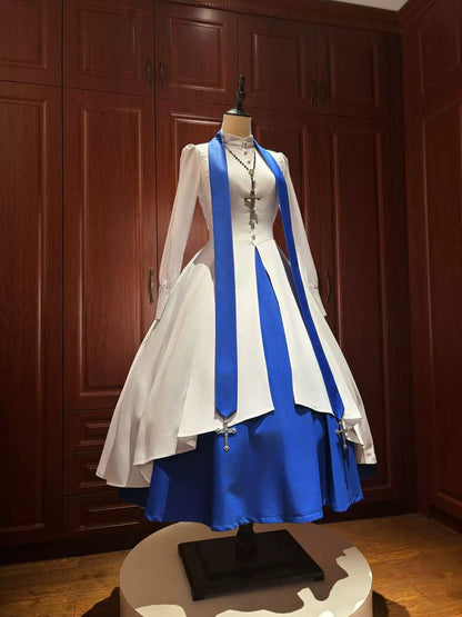 LetterfromGod - Night Watchman - Gothic Lolita OP Dress, Open-Front Hem