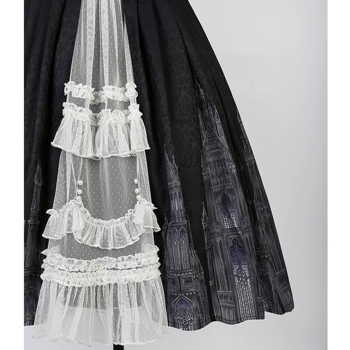 Cornfield Lolita - Silent Church - Gothic Lolita JSK Front Open Printed Dress and Thin Cardigan Set