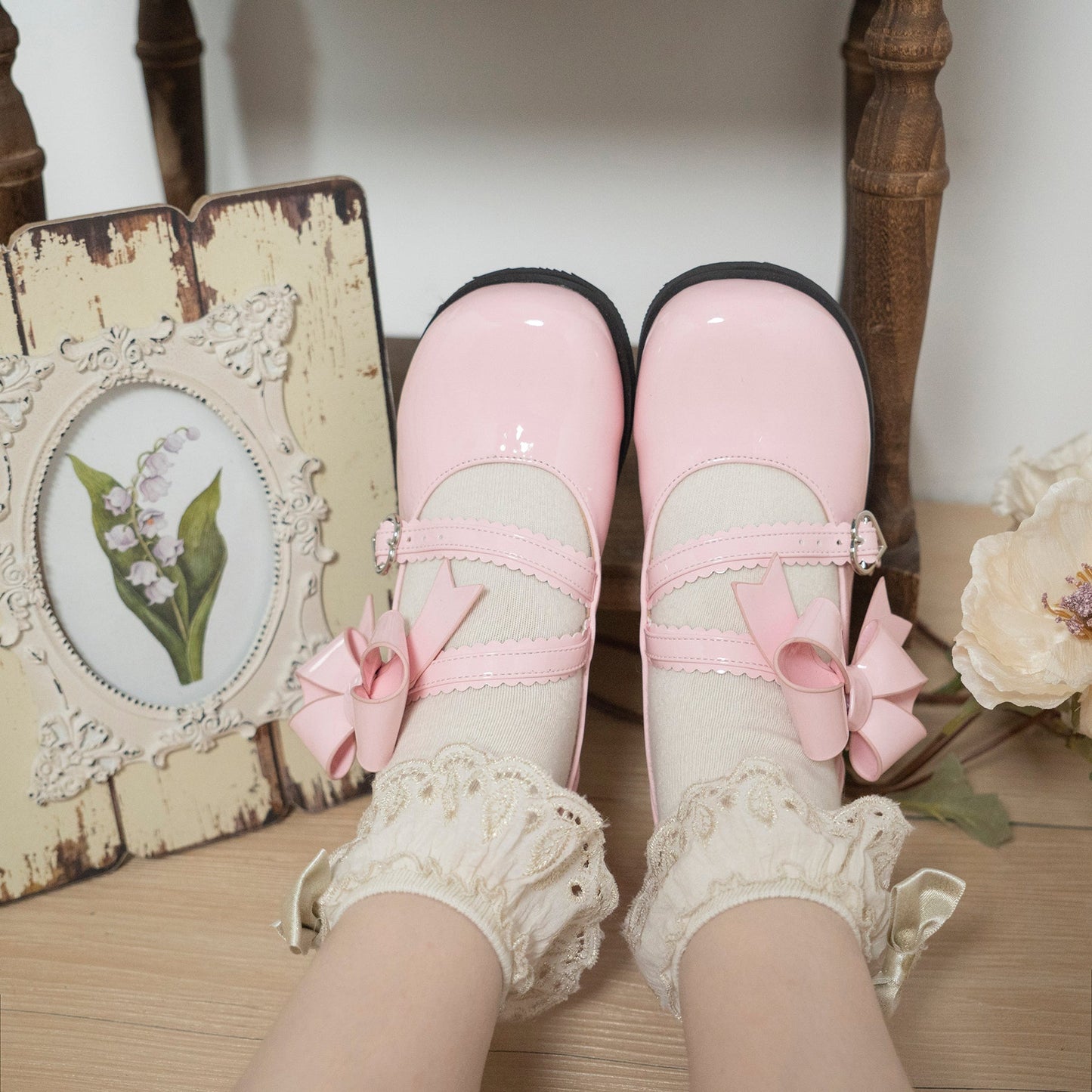 Dolly Doll - Apple Candy - Mary Jane Lolita Shoes Bow PU Low-Mid Heel Shoes