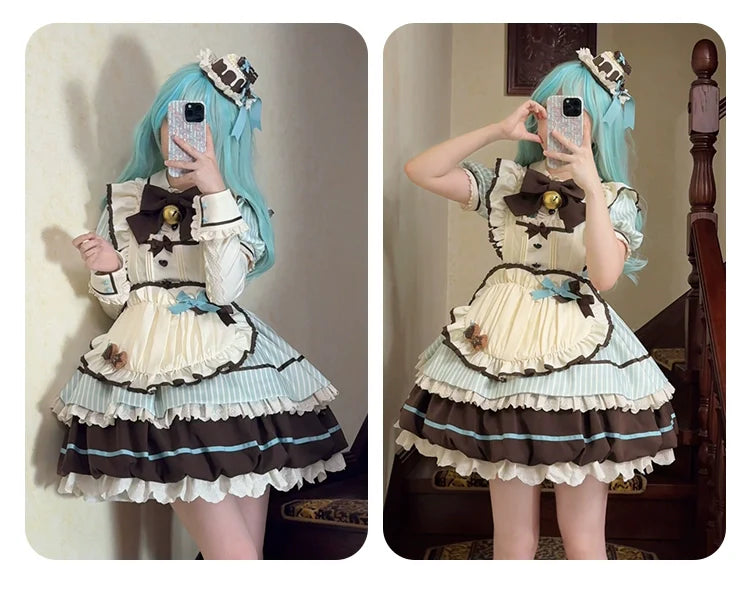 Sakurahime - Berry Bubble - Kawaii Lolita OP Tiered Ruffles Apron Lolita Dress