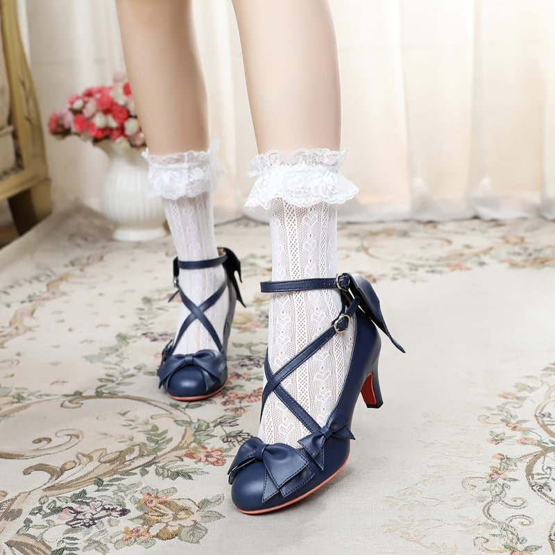 Sosic - Wind Tide Rumors - Cross-Strap Sweet Lolita Handmade Shoes