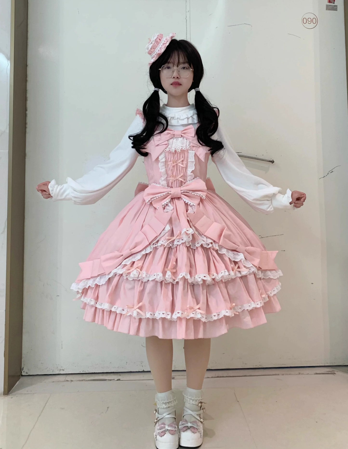 Chubby Cat Diary - Gryza - Plus Size Princess Lolita JSK, Cotton Tiered Ruffles