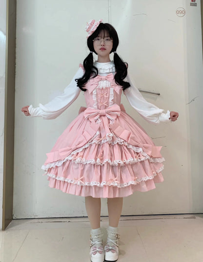 Chubby Cat Diary - Gryza - Plus Size Princess Lolita JSK, Cotton Tiered Ruffles