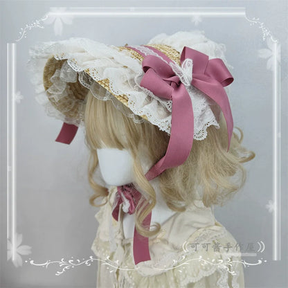 Cocoa Jam - Country Lolita Bonnet Lace Flower Flat Cap Multicolors Customized