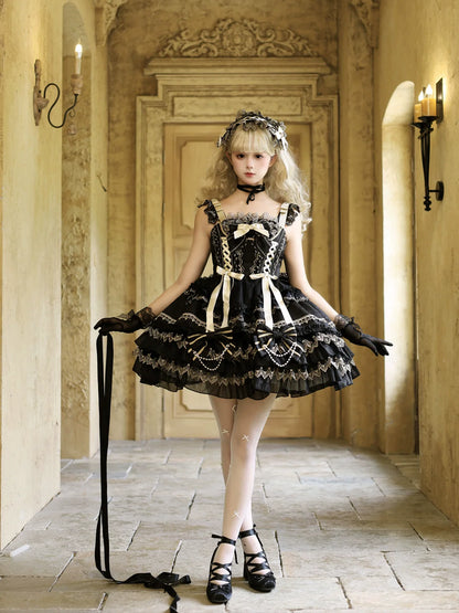 Hanguliang - Gilded Memories - Princess Lolita Jumper Dress, Tiered Ruffles