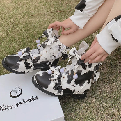 Fairy Godmother - Enthusiastic Ideation - Elegant Lolita Shoes Fleeced Short Martin Boots