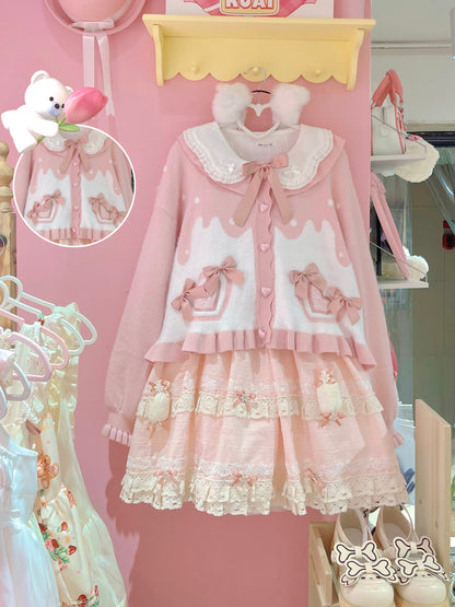 MIST - Beating Heart - Sweet Lolita Thick Sweater Coat Puff Sleeve