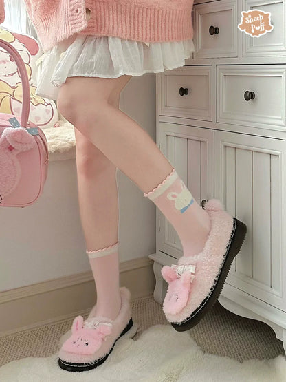 Sheep Puff - Mikko Rolled - Winter Lolita Shoes Warm Fleece Shoes