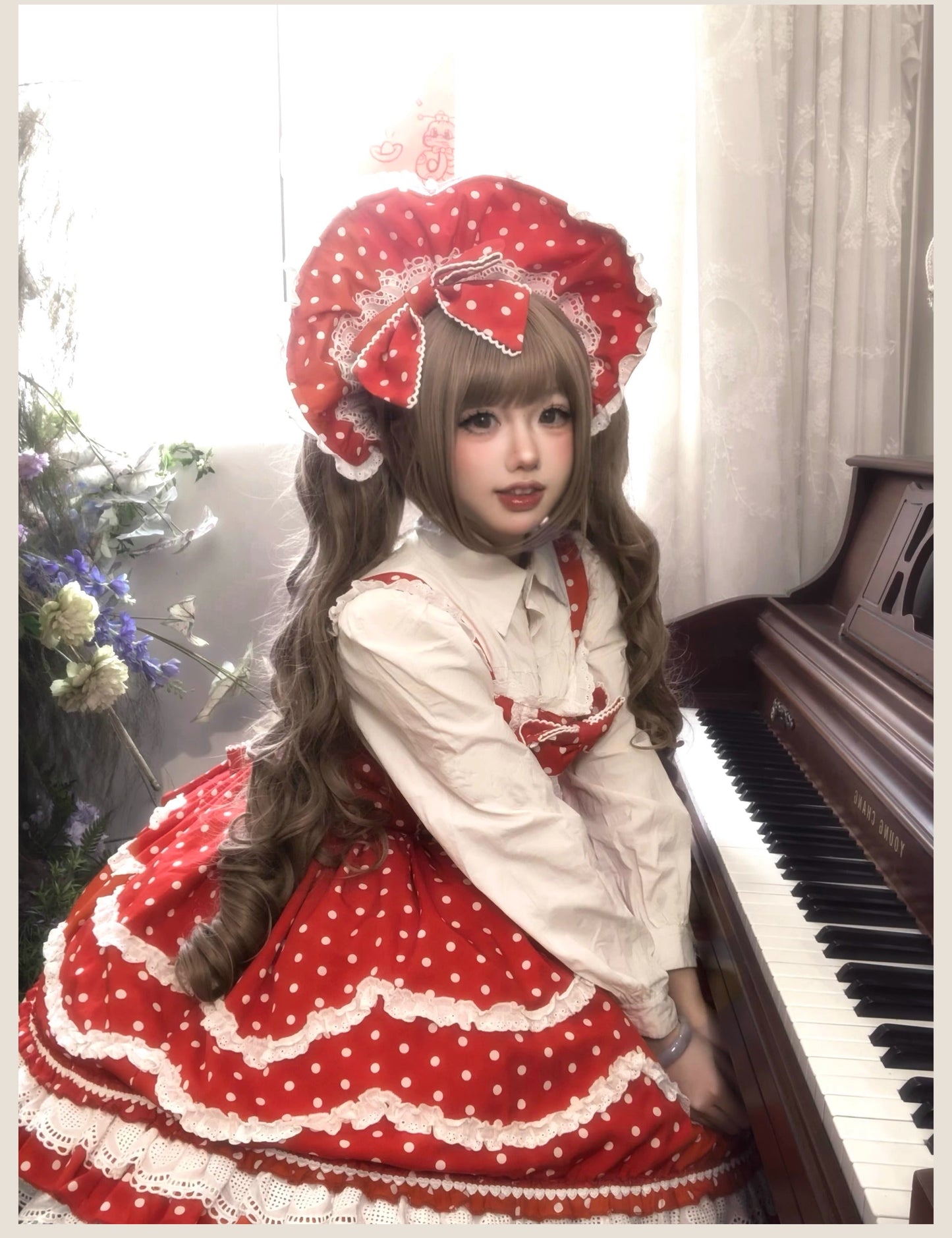 TaTaTa Lolita - Polka Bailys - Old School Lolita JSK Suit Red White Polka Dot Dress
