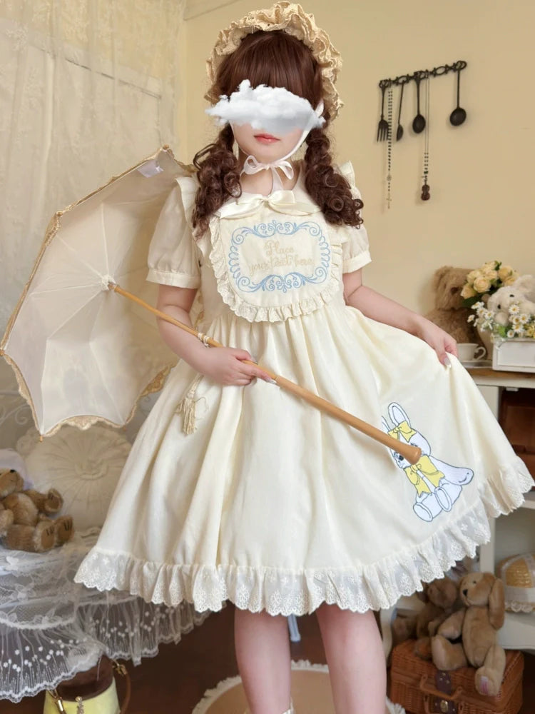 Niu Niu - Sweet Dream Bunny - Plus Size Kawaii Lolita Apricot OP